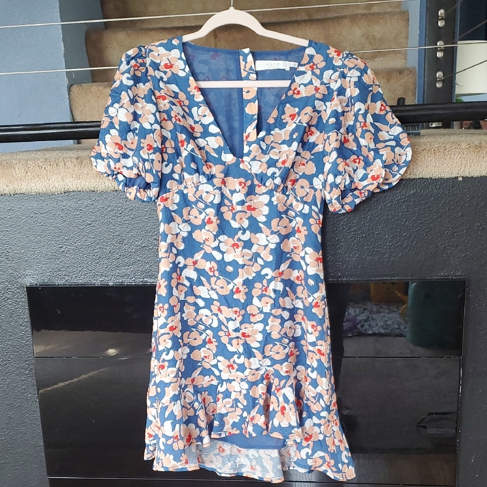 ASTR Floral Blue and Pink Dress